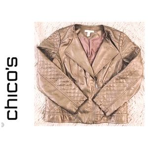 Chico’s Stylish Metallic Bronze Faux Leather Coat